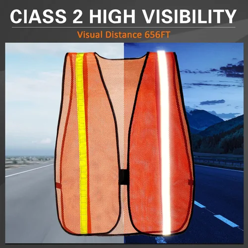 Miniatura 4 de Haysandy 20 Piezas Chaleco de Seguridad Reflectante de Alta Visibilidad Chaleco de Construcción Tiras de Malla Neón Talla Universal para Hombres