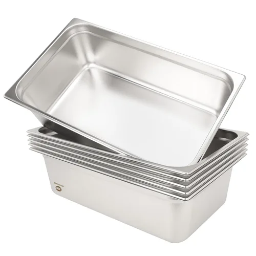 Miniatura 13 de BIEAMA Bandeja para mesa de vapor de 1/3 de tamaño, 4 pulgadas de profundidad, acero inoxidable perforado antiatascos NSF, bandeja de hotel