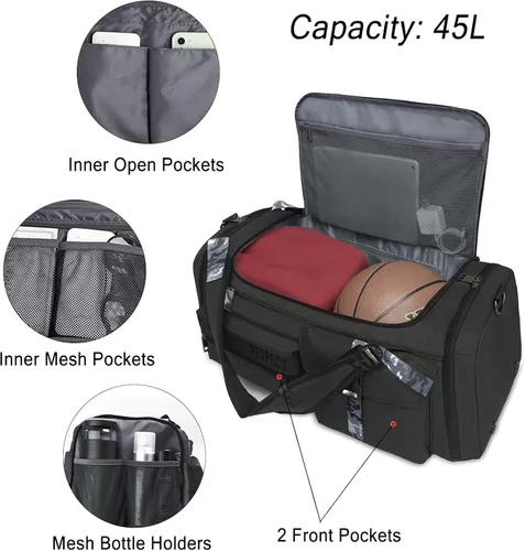 Miniatura 3 de Bolsas de gimnasio para hombre, bolsa de lona para gimnasio, mochila deportiva de 3 vías para hombres con compartimento para zapatos y bolsillo