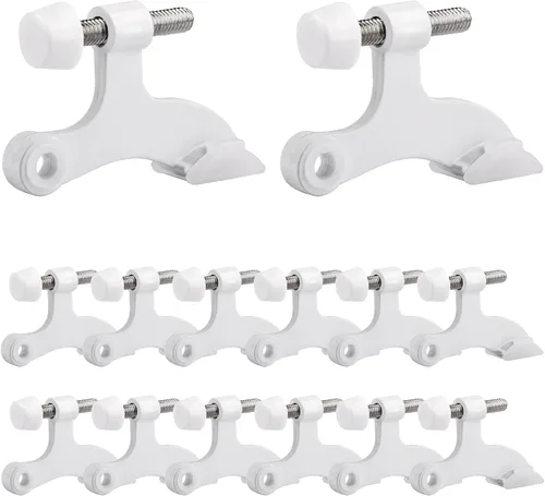 Miniatura 25 de OBTANIM - Paquete de 8 topes de puerta con bisagra de alta resistencia, topes de puerta ajustables de metal con puntas de goma para parachoques
