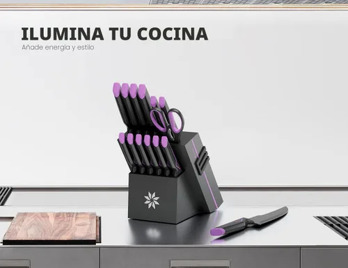 Miniatura 6 de Juego de Cuchillos - Juego de Cuchillos de Cocina de 15 Piezas con Bloque Afilador de Cuchillos Integrado - Juego de Bloque de Cuchillos de Acero