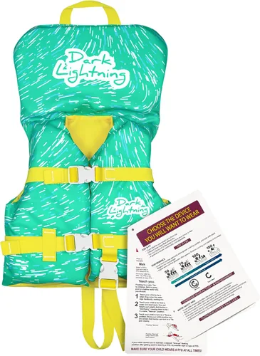 Dark Lightning Chaleco salvavidas para bebés aprobado por USCG de 0 a 30 libras, chaleco de natación para bebé/niños pequeños de 1 a 3 años de edad