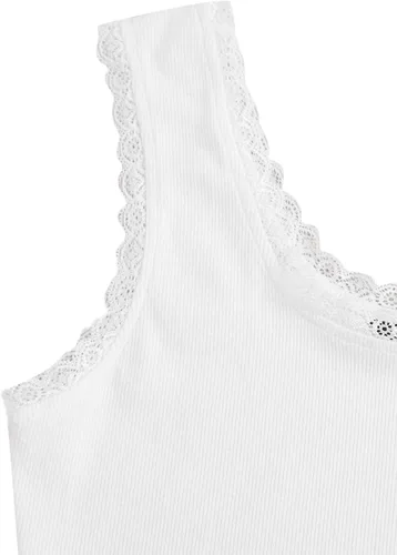 Miniatura 3 de Verdusa Camiseta corta sin mangas con cuello redondo y encaje en contraste para mujer