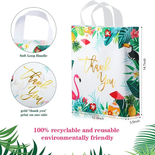 Miniatura 2 de Weewooday 100 bolsas de plástico con asa de lazo suave para tiendas minoristas, boutiques, recuerdos de fiesta, bodas, duchas, bolsas de regalo