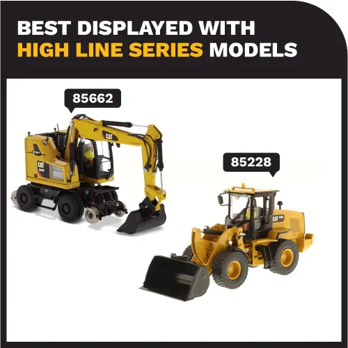 Miniatura 7 de Diecast Masters Excavadora con ruedas para ferrocarril Caterpillar M323F a escala 1:50 - Versión amarilla de seguridad Camiones para gatos