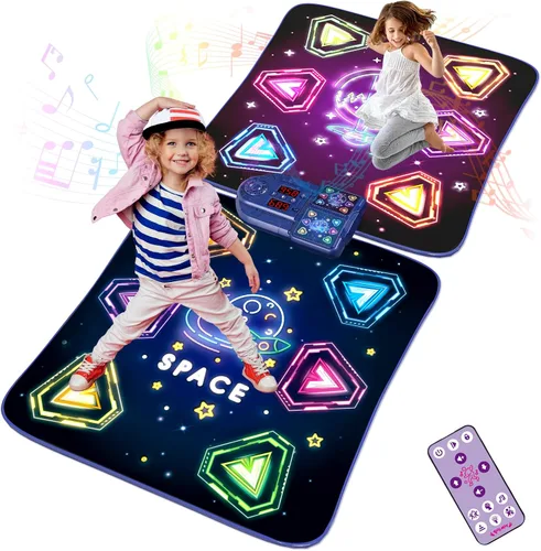 Juguetes de tapete de baile para niñas de 3 a 12 años, 2 jugadores con 12 botones iluminados y 5 modos de juegos, juguete de baile para niñas, Morado
