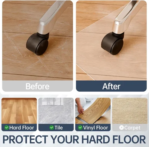 Miniatura 5 de Tapete para silla de escritorio para suelos duros, 48 x 30 pulgadas, protector transparente de oficina para madera dura, tapete de plástico de fácil
