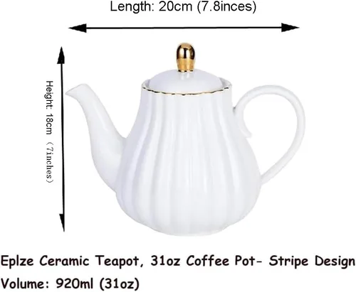 Miniatura 2 de YBK Tech Strengthen - Tetera de porcelana, tetera de cerámica de 31 onzas, diseño de rayas (rosa)