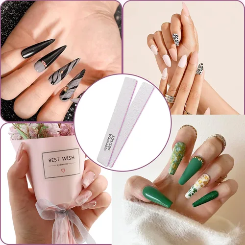 Miniatura 7 de HeeYaa Lima de uñas, 12 unidades, profesional, reutilizable, grano 100/180, de doble cara, lavable, herramientas de manicura para extensión de uñas