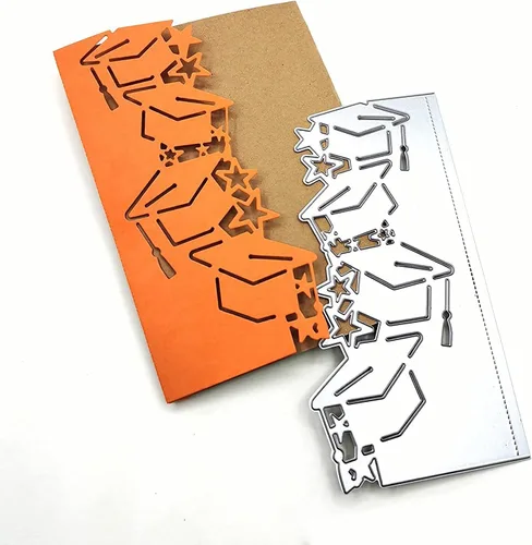 Miniatura 2 de DIY Scrapbooking Artist - 1 troqueles de corte de borde de flores para sombrero de graduación, plantillas de corte de metal para álbum, tarjetas