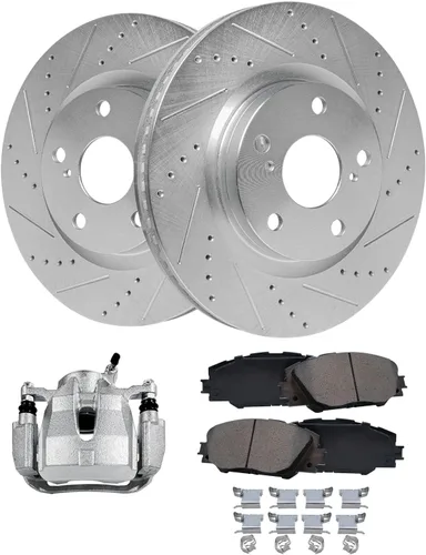 Miniatura 38 de Detroit Axle - 4 rotores de freno para Chevrolet Cruze Volt Orlando Verano, rotores de freno de disco perforados y ranurados de repuesto : rotor