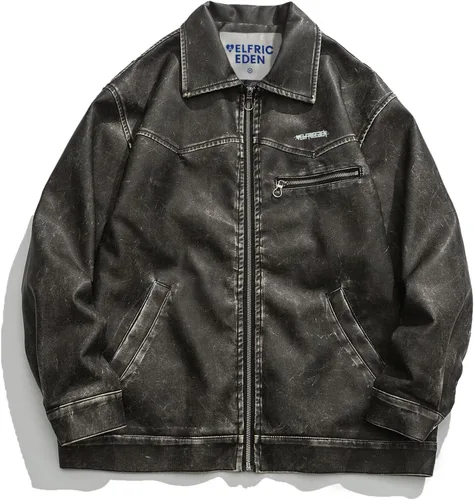 Aelfric Eden Chaqueta de motocicleta para hombre, chaqueta de béisbol Blackair Moto Varsity para mujer, abrigos vintage
