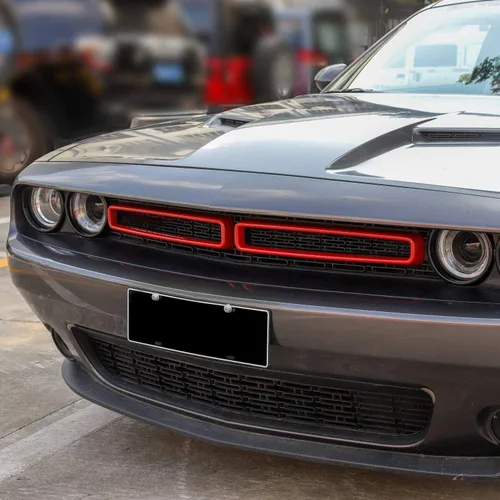 Miniatura 3 de Voodonala para insertos de rejilla delantera Challenger para accesorios Dodge Challenger 2015-2022, ABS rojo 2 piezas