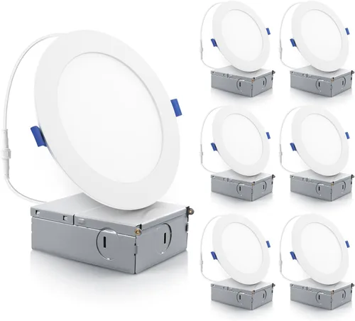 Miniatura 16 de ECOELER Iluminación LED empotrable de 6 pulgadas con caja de conexiones, 12 W, 1100 lm, 3000 K, luz de techo LED regulable, luces sin lata de alto