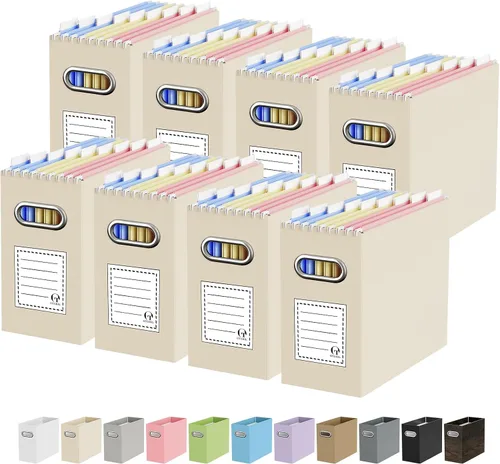 Miniatura 53 de Oterri Caja organizadora de archivos de cartón para colgar carpetas de archivos, tamaño carta, caja de archivos para escritorio de computadora
