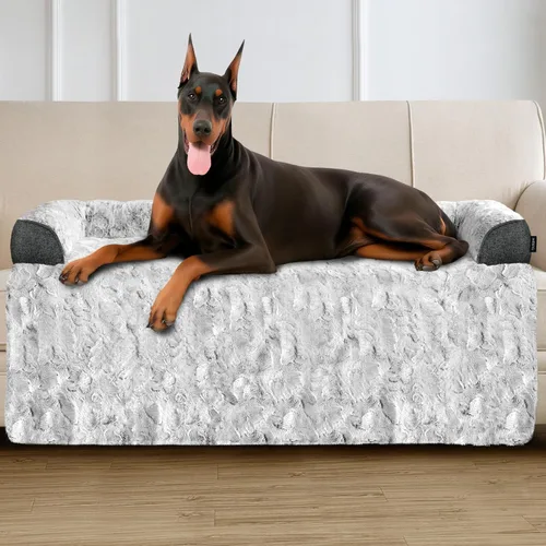 Miniatura 14 de Cama calmante para perros grande para sofá, funda de sofá extraíble de 41 x 37 pulgadas para perros, lavable, antideslizante y esponjosa de felpa