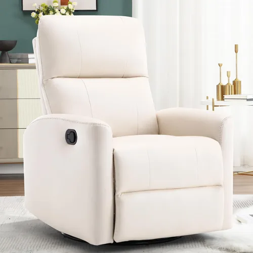 Miniatura 17 de HAOMARKETS Silla reclinable basculante giratoria, sillón reclinable manual de imitación de cuero para adultos, sofá reclinable para cuarto del bebé