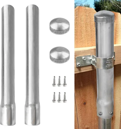 Paquete de 2 extensores de poste de metal de diámetro exterior de 2-3/8 pulgadas, altura de extensión de poste de valla de 24 pulgadas, acero