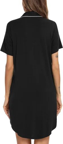 Miniatura 170 de Samring Camisón de pijama para mujer, manga corta/larga, con botones, camisón para dormir, camisón para novio, talla XXL