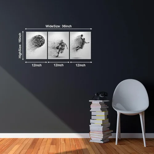 Miniatura 4 de Arte de lienzo para pared, silueta de partículas de baloncesto, póster de deportes, impresiones artísticas, pintura, cuadros enmarcados, obra