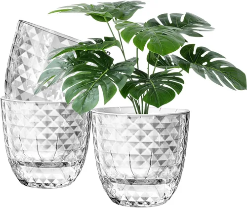 Miniatura 11 de Macetas de riego automático para plantas de interior, macetas, maceta de riego automático, 2 piezas de 4 + 5.3 pulgadas, rayas negras