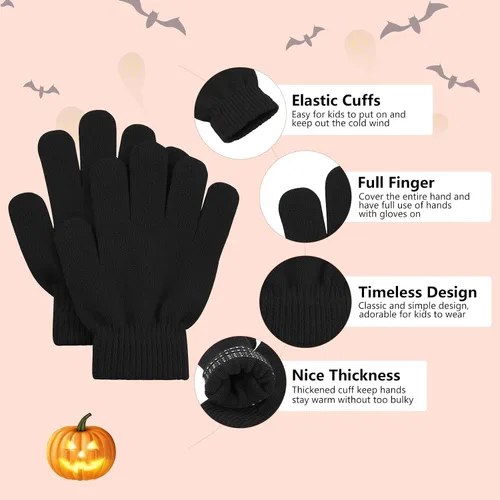 Miniatura 5 de Century Star Guantes de invierno mágicos y cálidos para niños, guantes suaves y elásticos de punto para niños y niñas