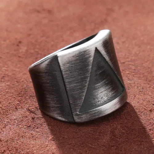 Miniatura 2 de Anillo retro simple vikingo Valknut triangular, nórdico, de acero inoxidable, para hombre, anillo vikingo, joyería de moda, negro, 10
