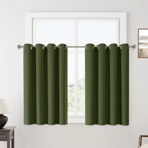 Miniatura 134 de ChrisDowa Cortinas 100% Opacas de Abedul Sólido de 45 Pulgadas de Largo, 2 Paneles para Dormitorio y Sala de Estar, Estilo Granja Oscurecedoras