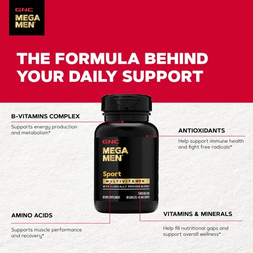 Miniatura 5 de GNC Mega Men Sport Multivitamínico Rendimiento, función muscular y salud general 90
