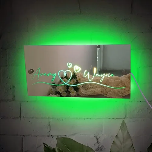Miniatura 6 de Espejo de dormitorio con nombre personalizado, luz LED, letreros de neón con luces, cumpleaños, boda, fiesta, letrero personalizado para decoración