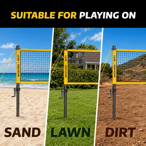 Miniatura 7 de A11N SPORTS Outdoor Volleyball and Badminton Combo Set - Includes Adjustable Height Anti-Sag Net, Volleyball, Air Pump, 4 Badminton Rackets, 2