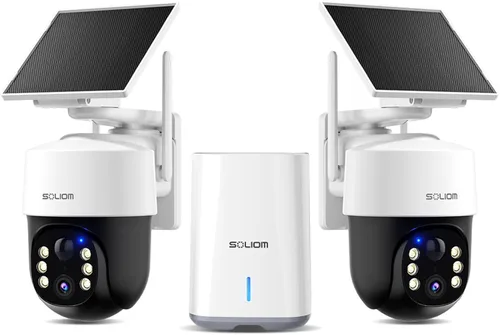 SOLIOM Cámaras de seguridad inalámbricas para exteriores, 4K Ultra HD para día y noche, sin suscripción, radar integrado, cámaras alimentadas por