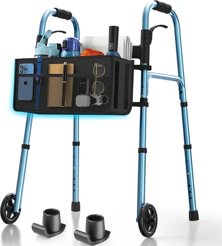 Miniatura 9 de Caminantes plegables para personas mayores, ruedas de 5 pulgadas, caminante ligero con ruedas, soporta hasta 350 libras, caminante estándar