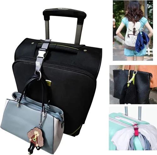 Miniatura 6 de 2 correas de equipaje resistentes para equipaje de mano, accesorios de viaje para llevar tus bolsas adicionales (gris)