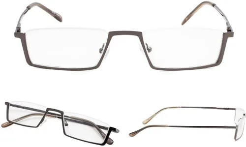 Miniatura 4 de LUR GAFAS DE LECTURA Paquete de 3 lectores de media llanta de metal (Gunmetal, +3.50)