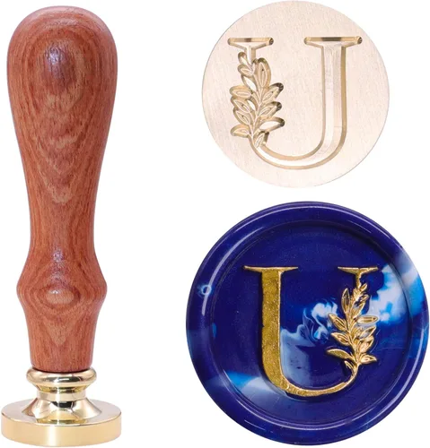Miniatura 22 de SWANGSA Kit de Sello de Cera con Inicial del Alfabeto H, Sello de Sellado de Letras con Hojas Botánicas Elegantes Vintage con Perlas de Cera