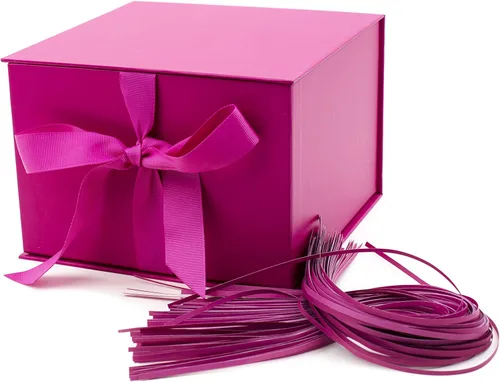 Miniatura 7 de Hallmark Caja de regalo mediana con tapa y relleno de papel triturado (caja gris de 7 pulgadas) para bodas, graduaciones, cumpleaños, día del padre