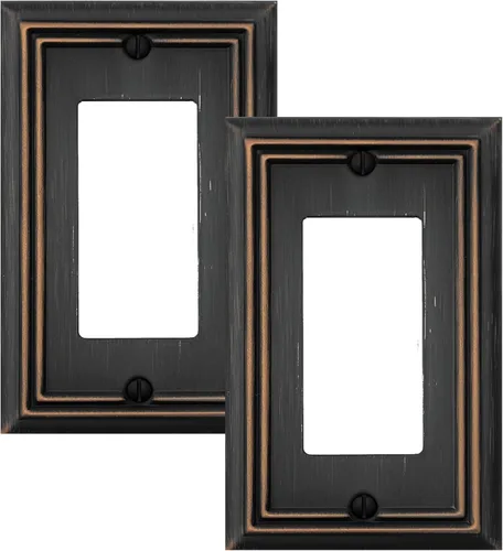Miniatura 16 de OKAWYC Cubierta de Interruptor de Luz Doble Toggle/Decorador Individual Placa de Pared de Metal Adler, Paquete de 2 Bronce Envejecido 3 Gang