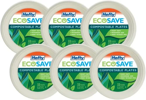 Miniatura 7 de Hefty EcoSave - Platos desechables, hechos de materiales a base de plantas, platos de papel resistentes y aptos para microondas, platos desechables