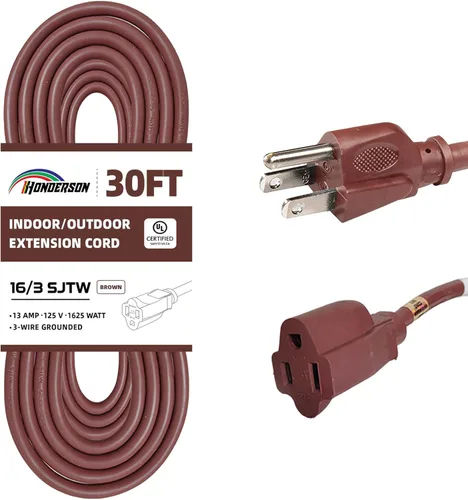 Miniatura 25 de Cable de extensión para exteriores de 10 pies, 16/3 SJTW, cable de extensión verde duradero para luces de Navidad con enchufe de tierra de 3 puntas