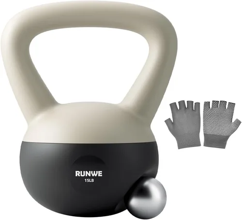 Miniatura 19 de RUNWE Pesa rusa suave de 5 libras, 10 libras, 15 libras, 20 libras, 25 libras, pesa rusa rellena de arena, silenciosa y apta para el suelo