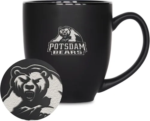Miniatura 230 de Rico Industries - Taza de cerámica mate negra con grabado láser estándar de 15oz para NCAA (escuelas T & U) - Para bebidas calientes o frías