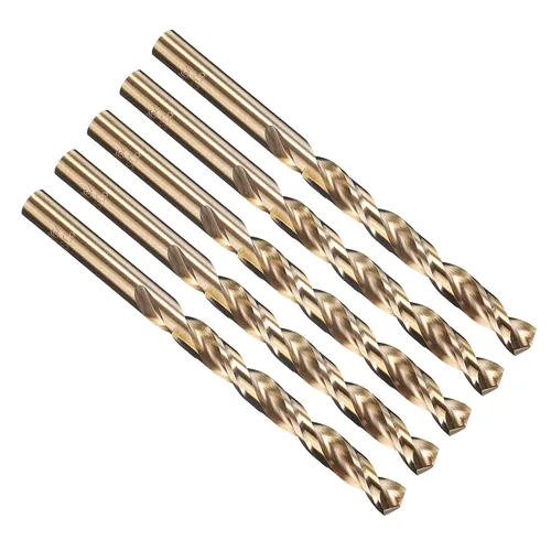 Miniatura 188 de PATIKIL Broca Jobber de 0.039 in, vástago recto M35 cobalto 5% acero de alta velocidad 135° acabado dorado para metal duro de acero inoxidable - 2