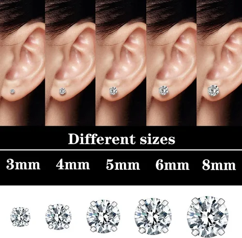 Miniatura 3 de YSWUJIN Aretes de titanio G23, hipoalergénicos para mujeres, niñas, hombres, orejas sensibles, circonita cúbica, pulido de alta calidad con parte