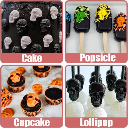 Miniatura 4 de Moldes de silicona 3D de calavera de esqueleto para Halloween, 3 piezas, para fiesta de Halloween, chocolate, caramelo, arcilla para decoración