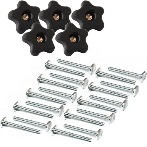 Miniatura 8 de POWERTEC Tope abatible para valla de 3 pulgadas para sierra de mesa, sierra ingletadora y prensa de taladro, accesorios de riel en T