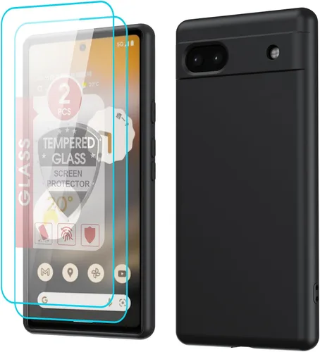 LeYi Funda para Google Pixel 6A, Funda para Google Pixel 6A [6.1"] con Paquete de 2 Protectores de Pantalla de Vidrio Templado, Funda de Silicona