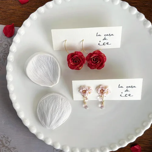 Miniatura 2 de Cortadores de arcilla de pétalos de flores, para hacer aretes, 1 molde de arcilla polimérica de prensa de pétalos, cortadores para fabricación