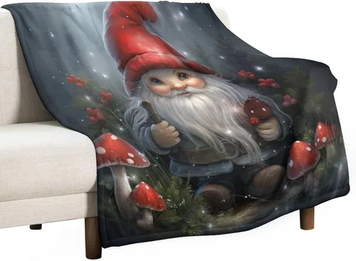 Miniatura 49 de Manta de Navidad de gnomo, manta de Navidad suave y cálida de 30 x 40 pulgadas, manta de franela cálida para cama, sofá, regalos para niños