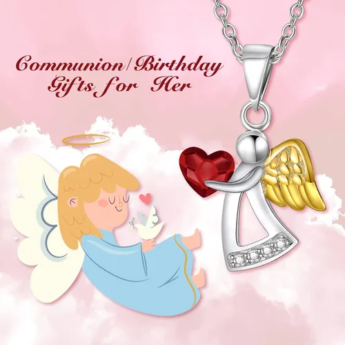 Miniatura 6 de AOBOCO 925 Sterling Silver Guardian Angel Necklace, Birthday Baptism Communion Gifts for Girls Daughter